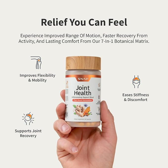 Snap Supplements Joint Health Support Supplement Plant Based Glucosamine &amp MSM Supplement Joint Supplement to Support Movement Flexibility and Strength Joint Support Supplement 90 Capsules