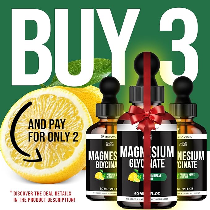 Magnesium Glycinate 500mg Liquid Drops | High-Absorption Liquid Magnesium for Relaxation Sleep Support &amp Muscle Wellness | Sugar-Free Vegan Non-GMO Magnesium Supplement