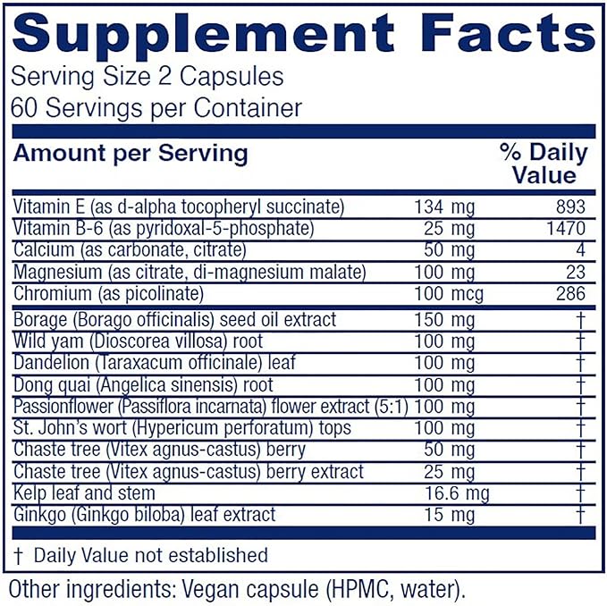 Vitanica Women's Phase I Premenstrual Support Vegan 120 Capsules
