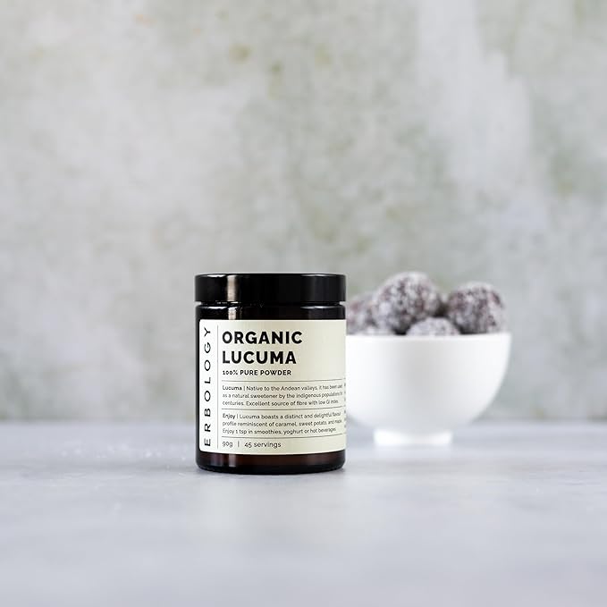 Erbology Organic Lucuma Powder 3.2 oz - 45 Servings - Gut Health Support - Low Glycemic Index - Sustainably Sourced Straight from Farm in Peru - Small Batch - Vegan - GMO-Free