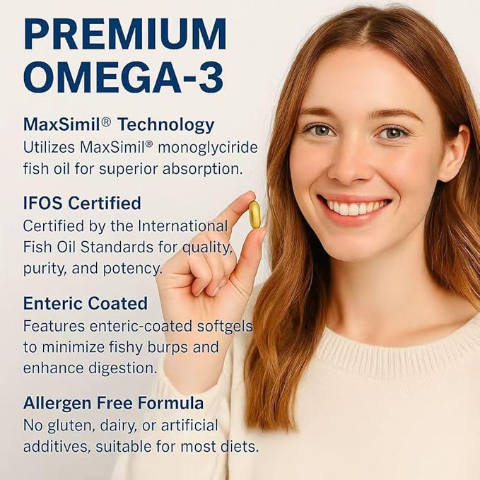 FFTSH Pure Quality – High Strength Omega 1300 Fish Oil 120 Softgel Capsules