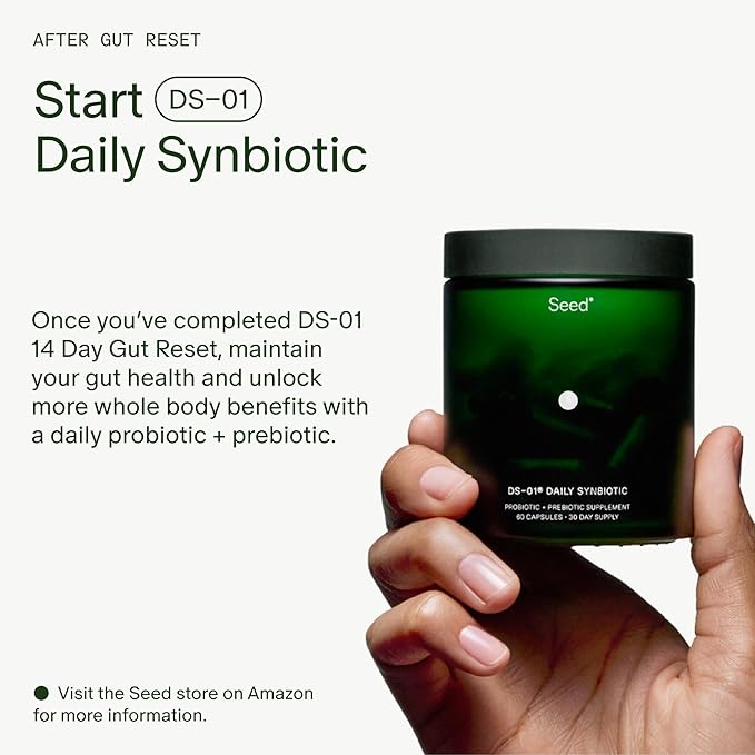 Seed 14 Day Gut Reset - Prebiotic and Probiotic for Women &amp Men - Digestive Health Gut Health Rapid Gut Recovery Bloating &amp Constipation Relief - Vegan &amp Shelf-Stable - 28 Capsules (14-