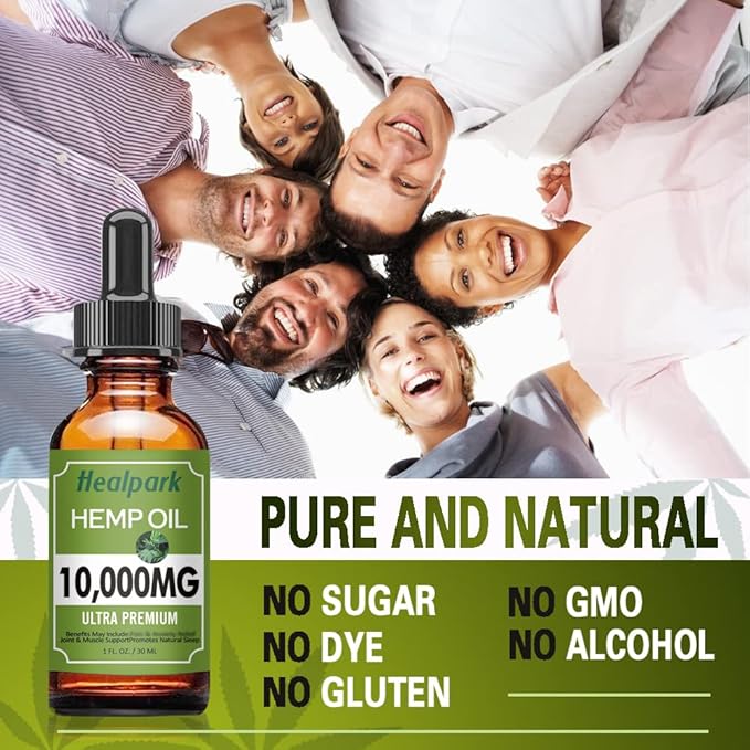 (2 Pack 10000mg) Hemp Oil - Natural Hemp Seed Extract Hemp Drops Rich in Vitamin &amp Omega 3 6 9