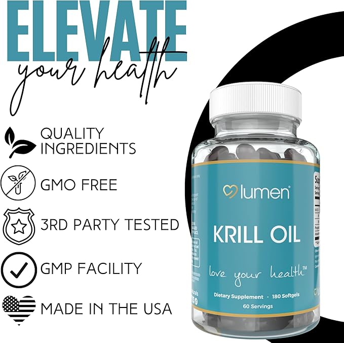 Lumen Naturals Krill Oil for Women – with EPA DHA &amp Phospholipids – 180 Softgels – 60 Servings – Non-GMO Gluten-Free and Made for Daily Wellness Support (180 Count (Pack of 1))
