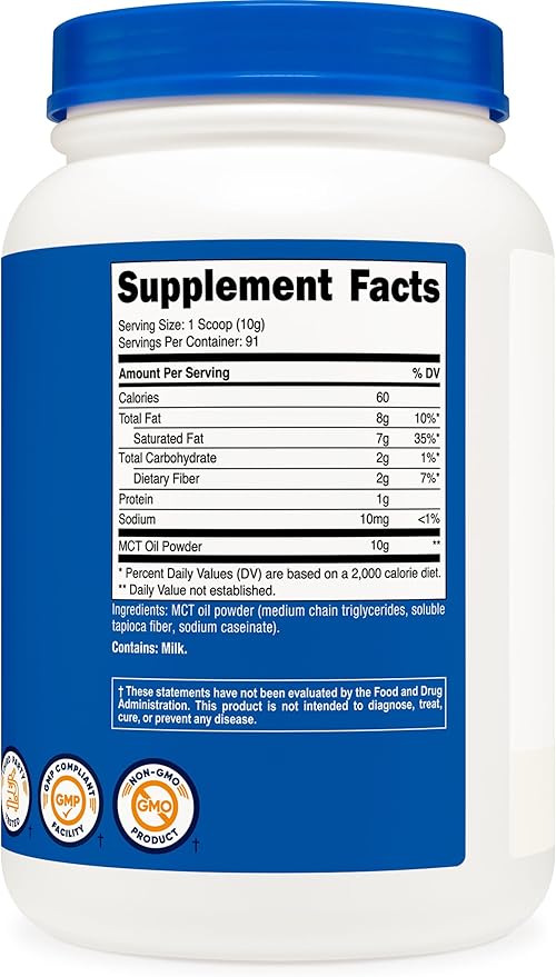 Nutricost Premium MCT Oil Powder - Best for Keto Ketosis and Ketogenic Diets - Non-GMO and Gluten Free… (2 LB (Unflavored))