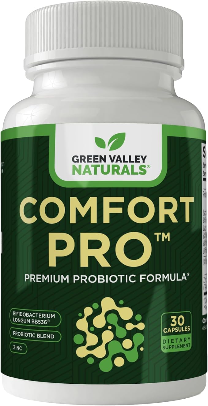 ComfortPro™ Daily Probiotics for Digestive Health | Constipation Relief &amp Bloating Support for Women &amp Men | Gut Cleanse with Zinc | Helps Reduce Gas &amp Promotes Digestive Regularity | Vall