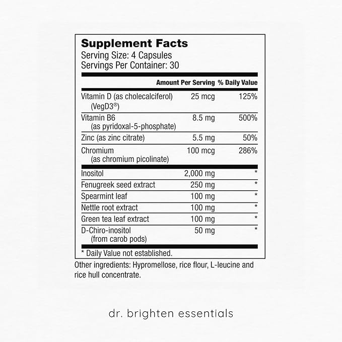 Dr. Brighten Myoinositol Plus - Doctor Formulated Ratio of Myo- and D-Chiro-Inositol to Support PCOS Symptoms Hormone Balance Healthy Ovarian Function and Regular Menstrual Cycles