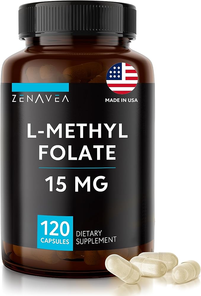 L-Methylfolate 15mg - L Methyl Folate Supplement 5-MTHF for Folic Acid Deficiency - Max Absorption and Potency - l-methylfolate 15 mg - Methyl folate 15 mg - 120 Vegan Capsules Non-GMO Gluten Free