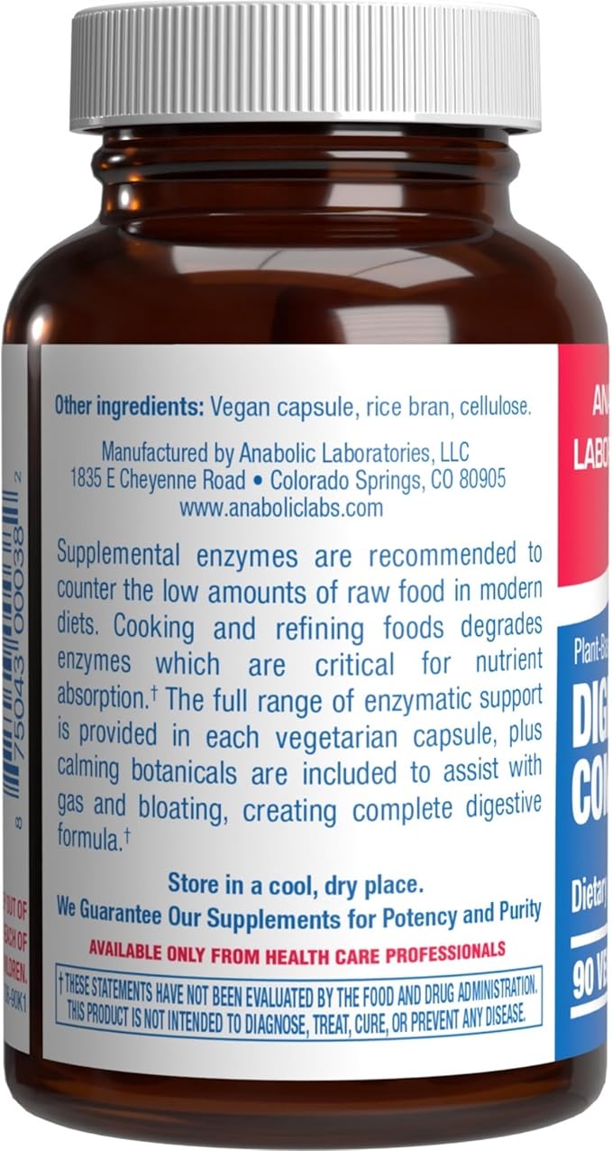 Plant Based Multi Digestive Enzymes Supplement - Clinically Formulated Digestion Supplement with Soothing Herbs and Enzymes for Women and Men for Protein Carb &amp Fat Digestive Complete (90ct)