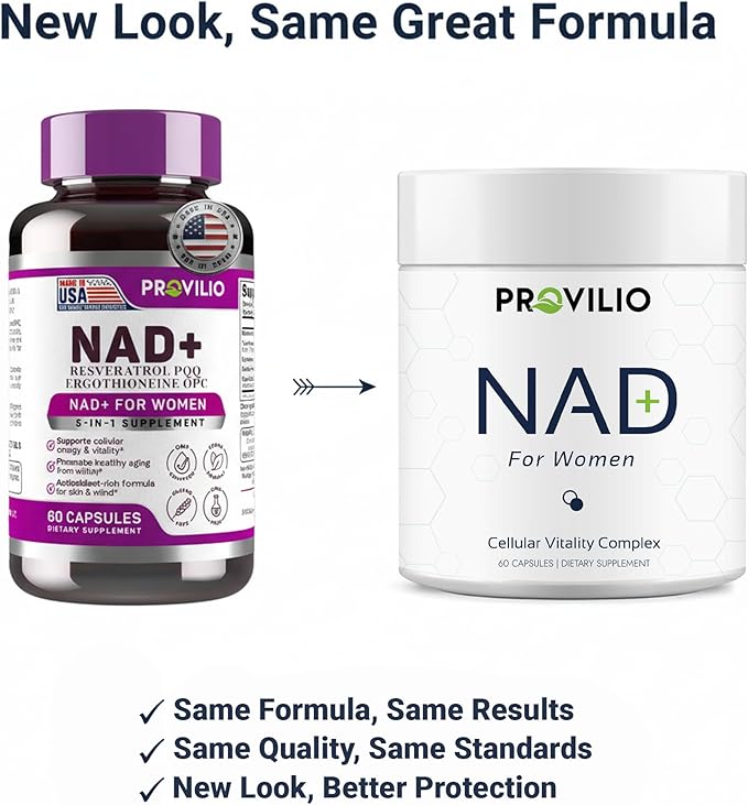 NAD+ Supplements for Women - NMN Supplement Alternative with Nicotinamide Riboside Trans-Resveratrol NAD Resveratrol Supplement for Energy Skin Health Healthy Aging - USA Made