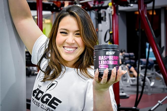 Amino+ Powder - Pre and Post Workout with Caffeine + Green Tea Extract - BCAA Amino Acids Zero Sugar Low Calorie Superior Taste 40 Servings (Raspberry Lemonade)