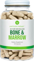 Antler Farms - 100% Pure New Zealand Bone &amp Marrow 180 Capsules 750mg - Grass Fed Pasture Raised Whole Bone Extract Cold Processed Healthy Essential Fats Stem Cells Collagen Calcium