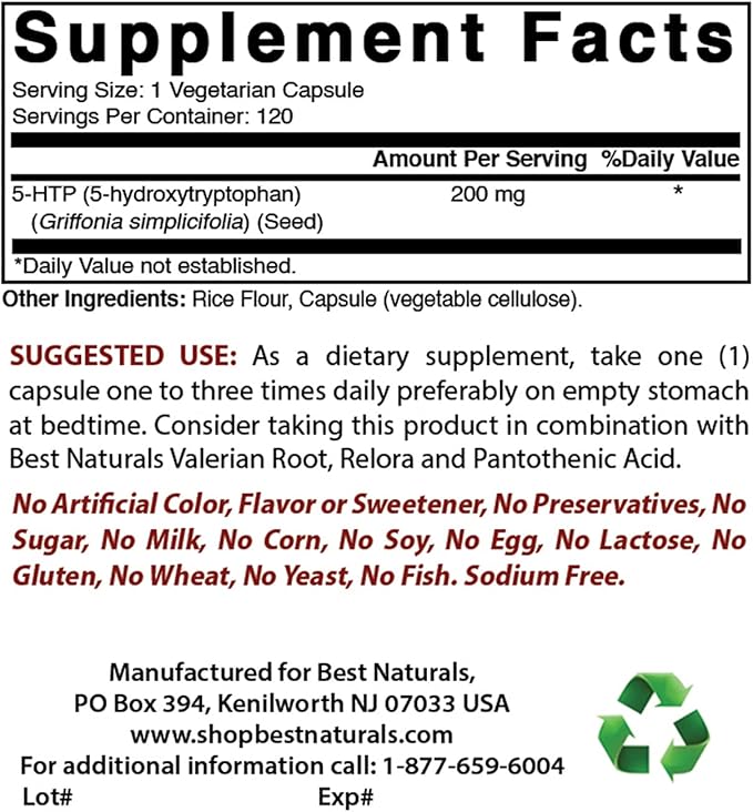 Best Naturals L-Tryptophan 500 mg &amp 5-HTP 200 mg