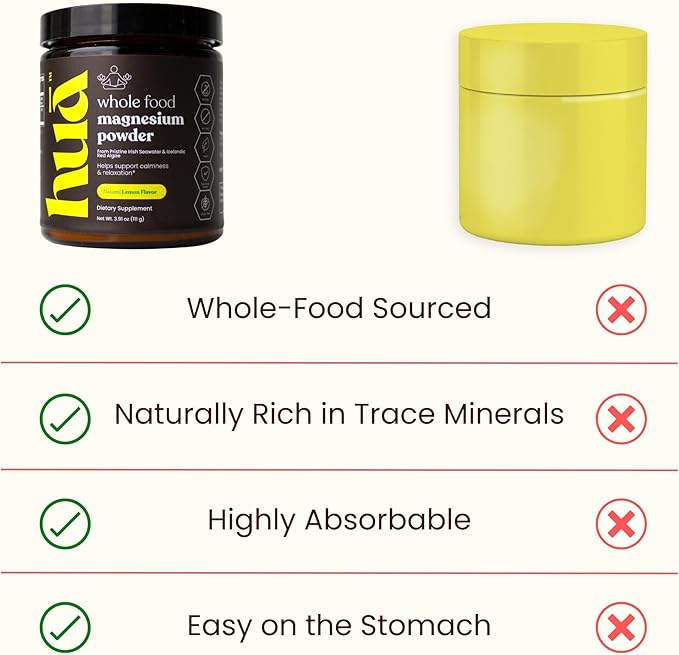 Whole Food Magnesium Powder (30 Servings) | from Ocean Sea Water &amp Icelandic Red Algae | Helps Sleep Brain Function &amp Heart Health | Lemon Flavor