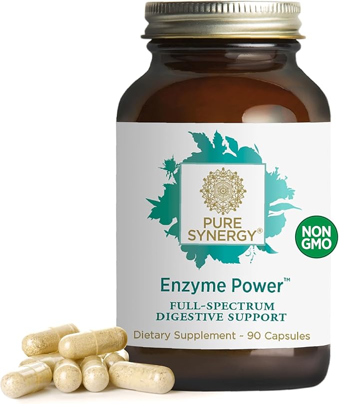PURE SYNERGY Enzyme Power | Digestive Enzyme Supplement | Digestive Health Enzymes with Nattokinase Bromelain and Serrapeptase | for Digestive and Gut Health (90 Capsules)