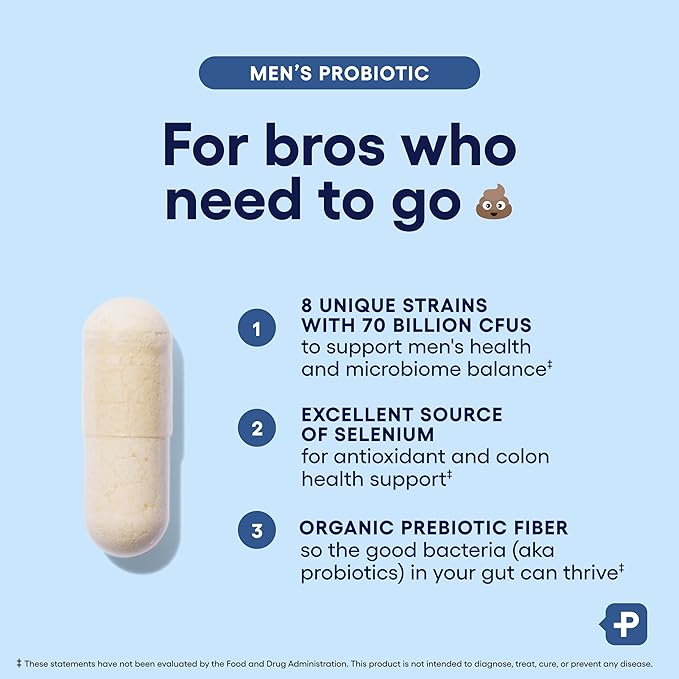 Physician's Choice Probiotics for Men - 70 Billion CFU - 8 Strains - w/Selenium &amp Organic Prebiotics - Supports Digestive Health Microbiome Colon &amp Immune Health - Advanced Men's Probiotic