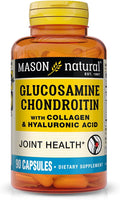 MASON NATURAL Glucosamine Chondroitin with Collagen &amp Hyaluronic Acid 45-Day Supply Capsules for Normal Joint Mobility Flexibility &amp Aging Support 90 Capsules