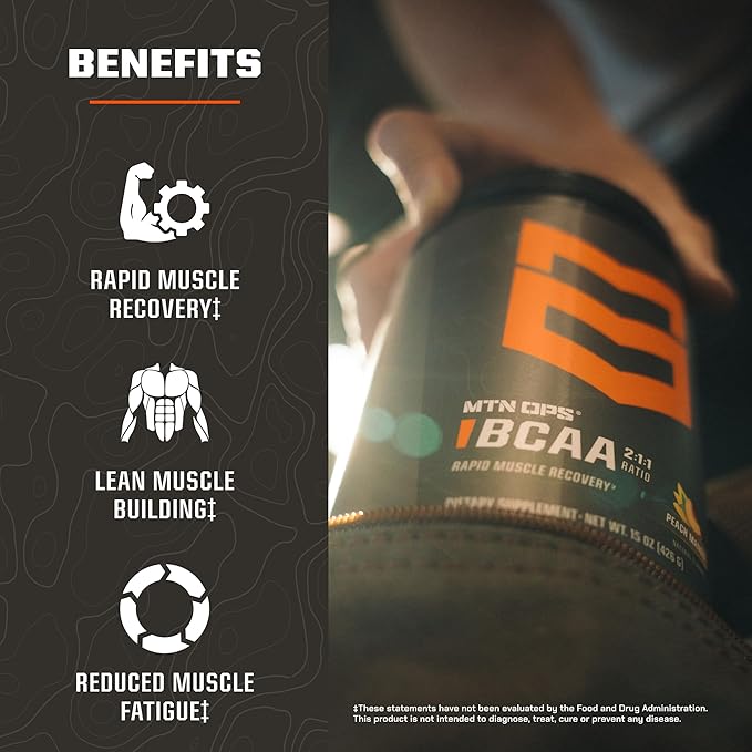 MTN OPS BCAA Powder 2:1:1 Amino Acids Supplement Powder for Rapid Muscle Recovery &amp Repair with Zero Sugar &amp Gluten Free - 30 Servings Grape