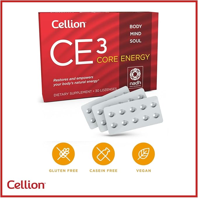 Cellion CE3 Core Energy NADH Supplement More Effective Than Other Supplements | Best for Energy Production Metabolism Antiaging Cellular ATP Development Performance | Vegan 30 Count 2 Pack