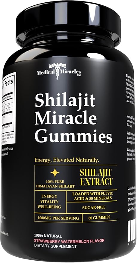 Medical Miracles Shilajit Gummies 1000mg – Himalayan Shilajit Extract with Fulvic Acid – Vegan Sugar-Free Supplement – Trace Mineral Complex – Easy Daily Gummy Format 60 Count