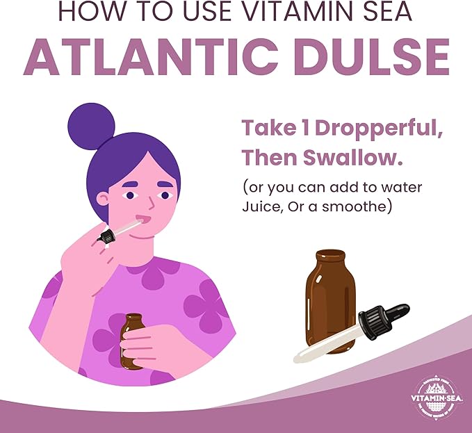 VitaminSEA North Atlantic Dulse Extract 30 Servings Raw Liquid Seaweed Supplement Drops Made from Maine Coast Atlantic Dulse (2 Oz)