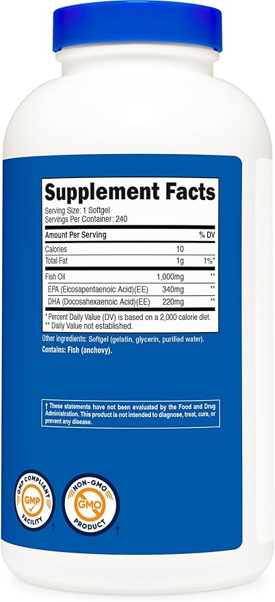 Nutricost Fish Oil Omega 3 Softgels with EPA &amp DHA (1000mg of Fish Oil 560mg of Omega-3) 240 Softgels Non-GMO Gluten Free. (Pack of 2)
