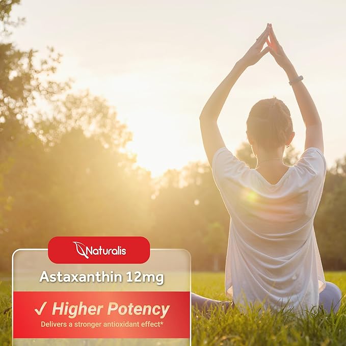 Naturalis New Zealand Astaxanthin (12mg) | Enhanced with Natural Vitamin E | Non-GMO Soy &amp Gluten Free | 120 Softgels (4 Month Supply)