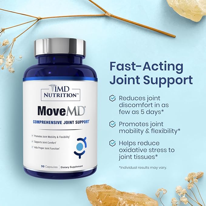 1MD Nutrition MoveMD &amp VisionMD Joint Support &amp Eye Care - Collagen Hyaluronic Acid Astaxanthin OptiLut Lutein Zeaxanthin