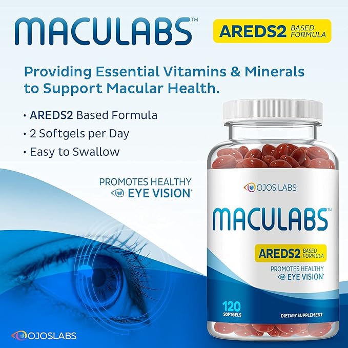 Eye Vitamins - AREDS 2 Based Formula - Eye Vitamin with Lutein &amp Zeaxanthin for Macular Health - Vision Supplements for Adults - 120 Softgels Support &amp Care for Eyes - Made in USA