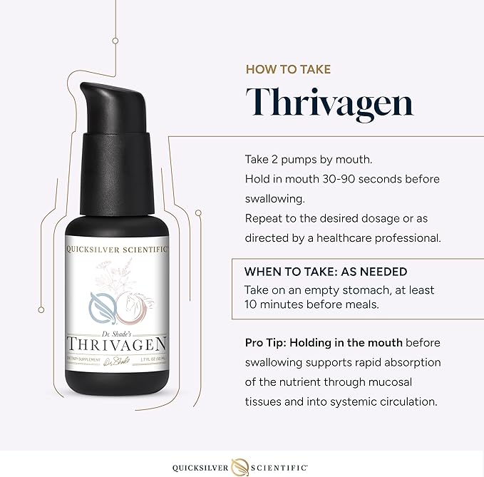 Quicksilver Scientific Thrivagen - Women's Health Supplement with 15 Energy Hormone Balance &amp Adrenal Support Botanicals - Adaptogenic Herbs with Shatavari Rhodiola &amp Maca Root (1.7oz / 50ml