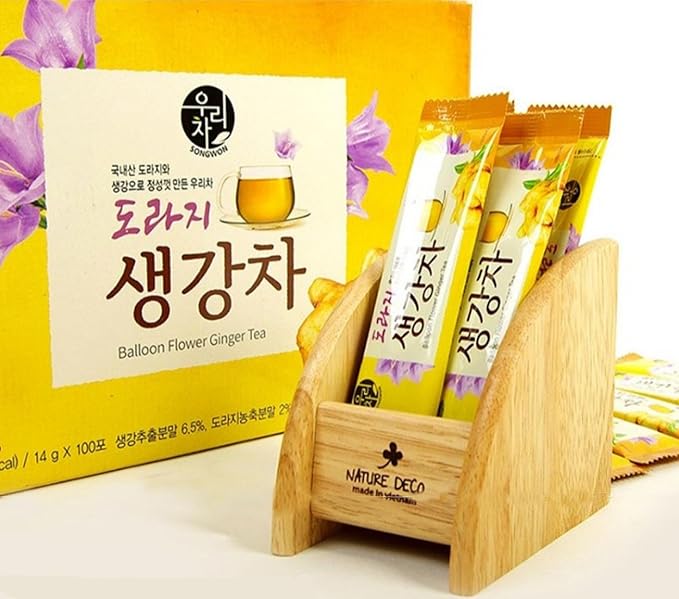 SONGWON Doraji (Balloon Flower Root) Ginger Tea Sticks Instant Herbal Tea Powder_100 Sticks (14g Each / 49.38oz)