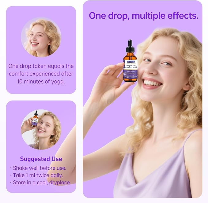 Magnesium L-Threonate Liquid Drops Magnesium L Threonate Supplement 1500mg High Absorption Brain Supplement for Memory Focus Sleep Sugar Free Vegan 4.08 Fl Oz(2 Pack)