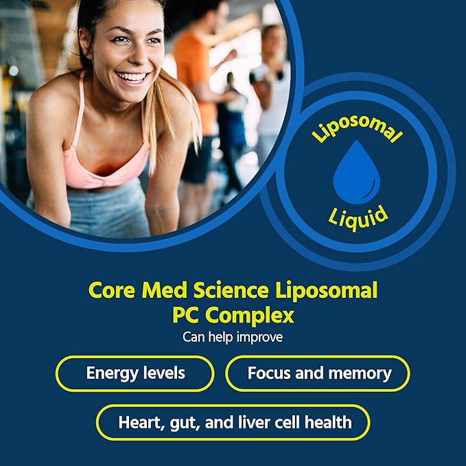 Core Med Science Liposomal Phosphatidylcholine Supplement – Lecithin Liquid PC Complex – Supports Brain Liver Gut &amp Heart Health Memory Energy – 8 Fl. Oz 30 Servings Soy Free Made in USA