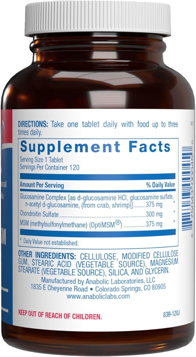 High Absorption Glucosamine Chondroitin MSM - Clinical Formula Bone Joint Tendon and Ligament Supplement with MSM Glucosamine Chondroitin - Non-GMO Gluten Free &amp Made in The USA - 120 Servings
