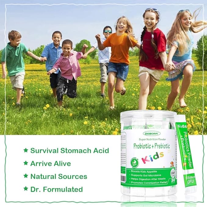 ZEBORA Probiotics for Women Men and Kids Age 3+ Prebiotics and Probiotics Powder for Digestive and Immune Health – Support Healthy-Respiratory-System Gluten Free and Non GMO 30 Bags