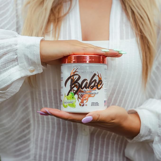 Babe Pre Workout powder for Women | Sparkling Orchard | 6g Citrulline 2g Beta-Alanine 100mg Hyaluronic Acid 5mg Biotin and 5 other registered trademarked ingredients | 30 servings | 12.6 OZ