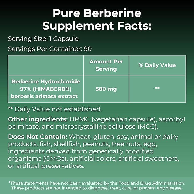 MYOXCIENCE Pure Berberine Himaberb | 500 mg of Berberine HCl per Serving | 90 Servings