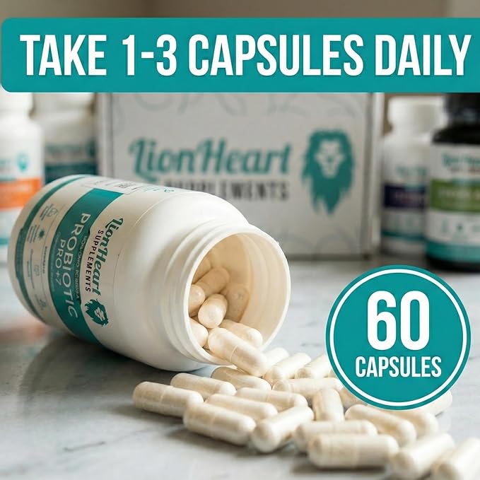 Probiotics for Constipation Relief &amp Gut Health – Naturally Supports Daily Bowel Movement Supplement – Bloat Free - 60 Capsules - for Men and Women