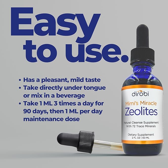 Mimi's Miracle Zeolites: Heavy Metal Detox Zeolite Supplement Drops with 70 Trace Minerals for Adults &amp Kids - Supports Cell Restoration Immune &amp Digestive Tract Health (4 oz Bottle 60 Day S