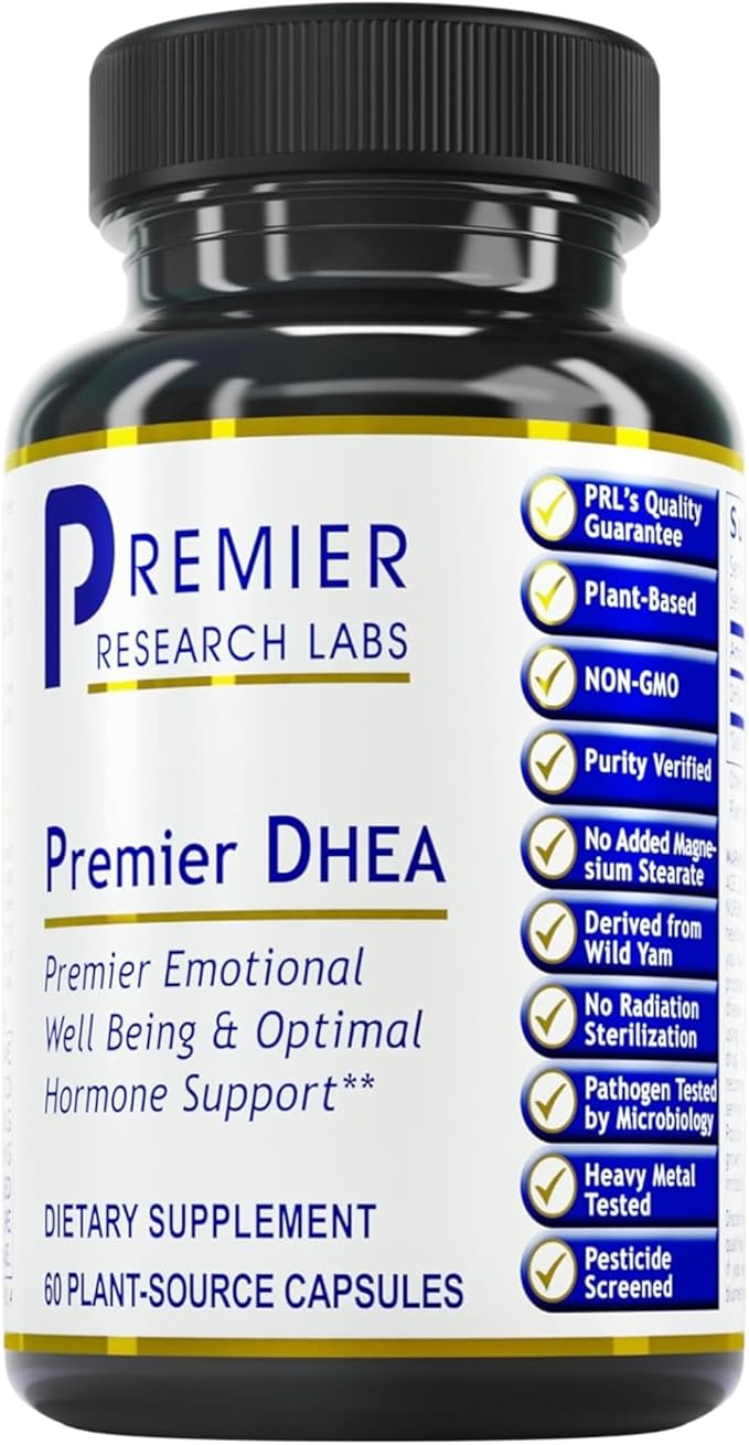 Premier Research Labs Premier DHEA - DHEA Supplement for Women &amp Men Pure DHEA 25mg Hormone Support for Healthy Aging Wild Yam DHEA Vegan Friendly - 60 Vegetarian Capsules