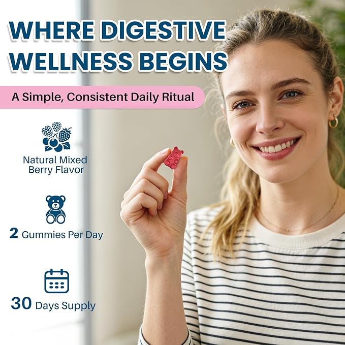 Probiotic Kombucha Gummies for Digestive Health - Synergy Kombucha with Probiotics Prebiotics &amp Postbiotics Dandelion Root Slppery Elm - Gut Health for Women &amp Men Mixed Berry Flavor 60 Gu