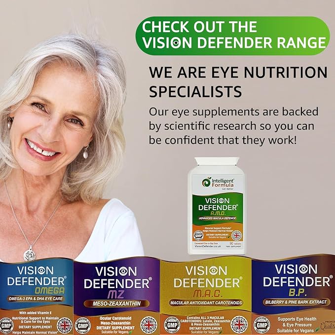 Vision Defender AMD AREDS2 Eye Vitamins – Exact AREDS 2 Formula with Lutein &amp Zeaxanthin Vitamins C &amp E Zinc 25 mg &amp Copper – Once Daily Vegan Eye Health Supplement 90 Tablets