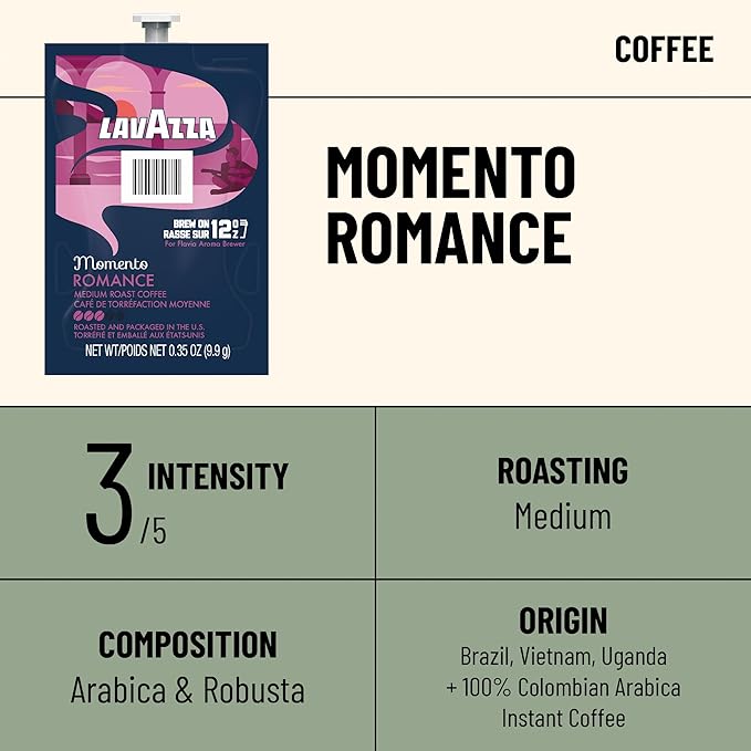 Flavia Lavazza Momento Romance 12 oz Coffee Freshpacks works only with Flavia Aroma Brewer Medium Roast (Case of 38)