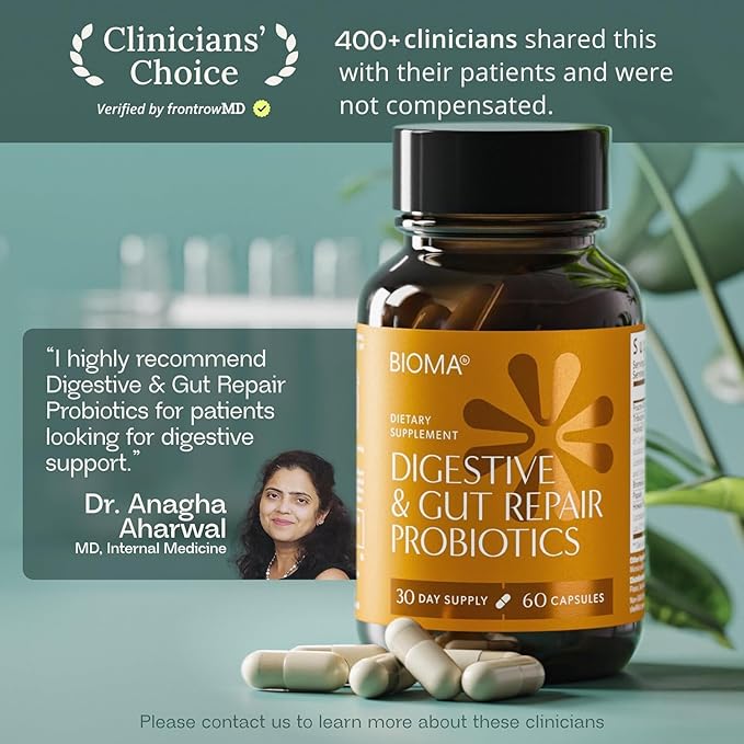 BIOMA Probiotics for Digestive Health 10 Billion CFU - 5-in-1 Gut Health Supplement with Prebiotics &amp Enzymes - Bloating Relief for Women &amp Men - Delayed Release (60 Capsules - 30 Day Supply)