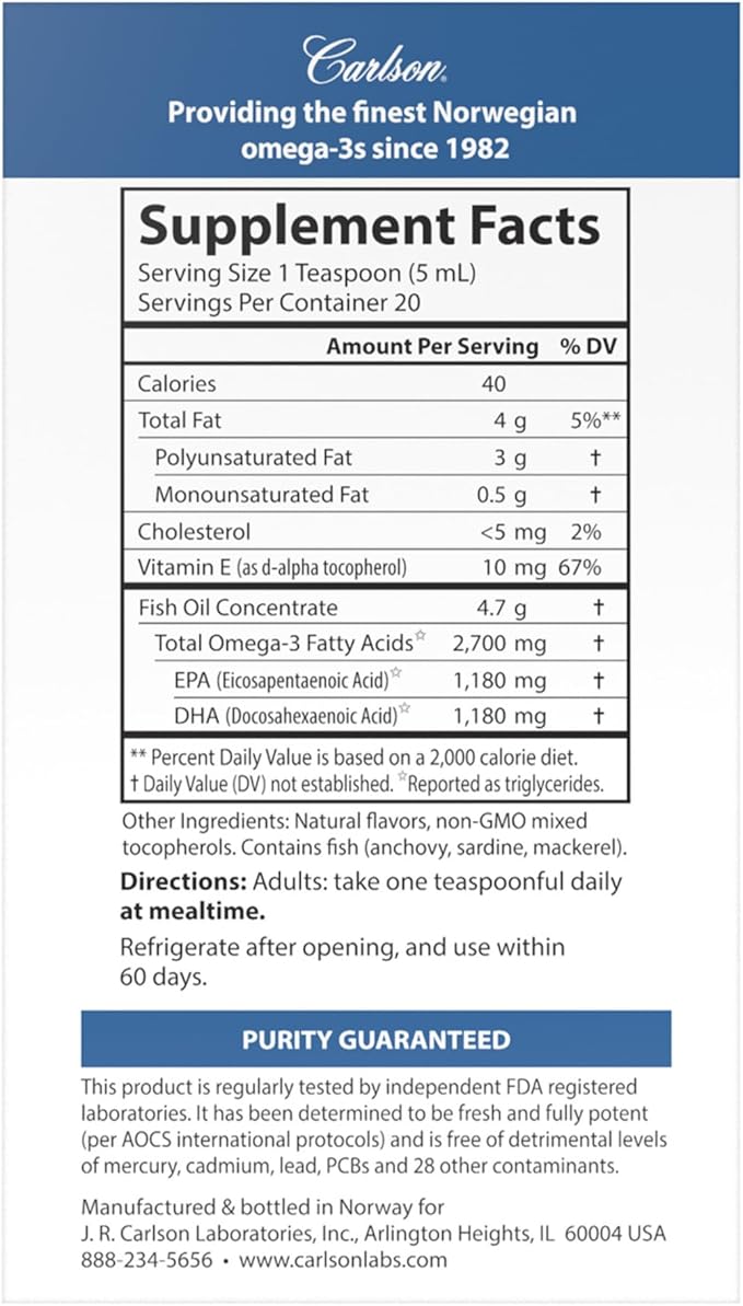 Carlson Med Omega Lemon-Lime 2700 mg Omega-3s 100 mL
