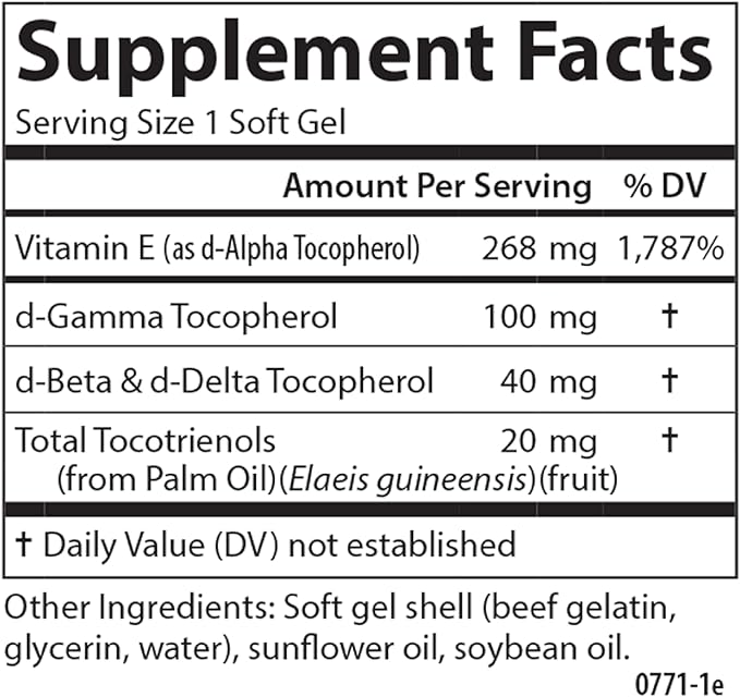 Carlson - E-Gems Elite 400 IU (268 mg) Vitamin E with Tocopherols and Tocotrienols Optimal Wellness 120 Soft Gels