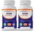 Vitamatic MSM 2000 mg with Vitamin C 75mg per Serving - 180 Veg Capsules - Vitamin C Aid in Better absopriton of MSM (Methylsulfonylmethane) - Non-GMO &amp Gluten Free-2 Pack
