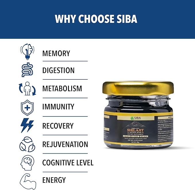 Siba Pure Himalayan Shilajit Resin for Men &amp Women - Triple Purified with 85+ Trace Minerals &amp 70% Fulvic Acid for Daily Use - Pure Shilajit for Natural Energy Stamina &amp Nutrient Absorpti
