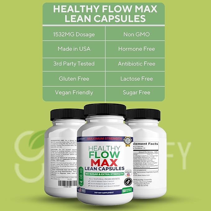Healthy Flow Max Lean Capsules Maximum Strength 60 Capsules 30-Day Supply Vegan Gluten Free No Sugar (3)
