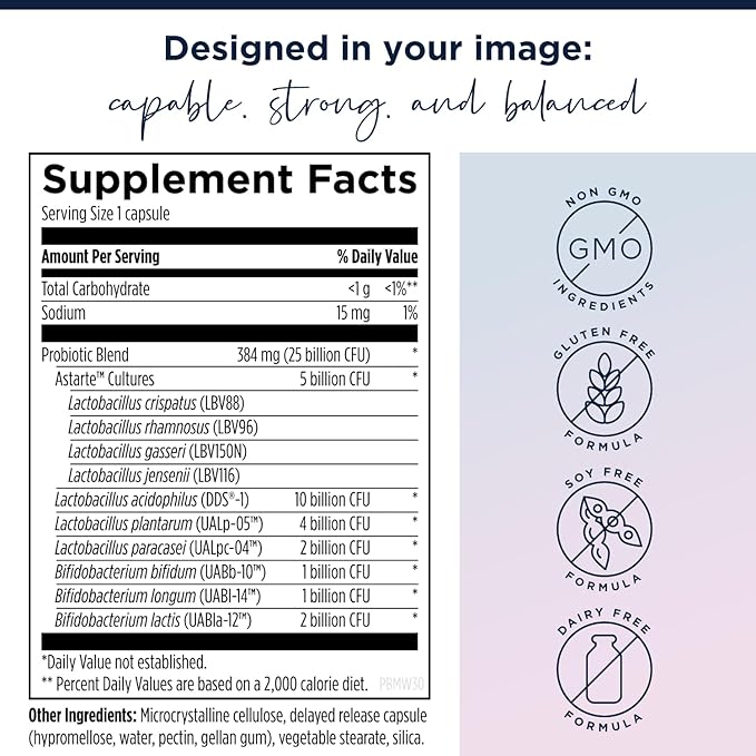 Designs for Health ProbioMed Women - Vaginal Probiotics to Support pH Balance Vaginal Comfort Immune Health &amp Gut Health for Women - Dairy-Free Probiotic (30 Capsules)